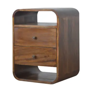 22" Brown Solid Wood Three Drawer Nightstand