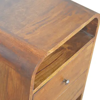 22" Brown Solid Wood Three Drawer Nightstand