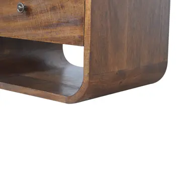 22" Brown Solid Wood Three Drawer Nightstand