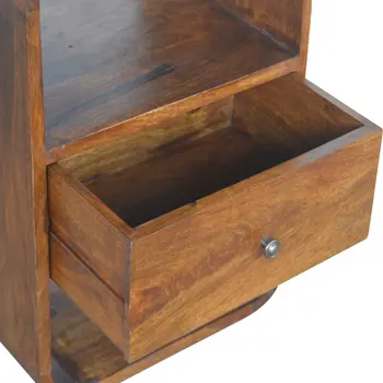 22" Brown Solid Wood Three Drawer Nightstand