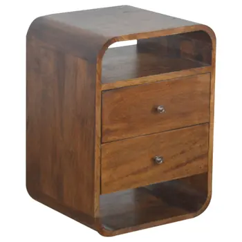 22" Brown Solid Wood Three Drawer Nightstand