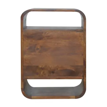 22" Brown Solid Wood Three Drawer Nightstand