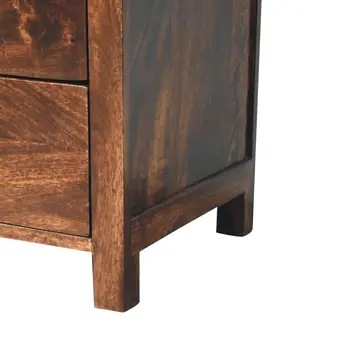 24" Walnut Solid Wood Three Drawer Nightstand