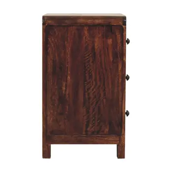 24" Walnut Solid Wood Three Drawer Nightstand