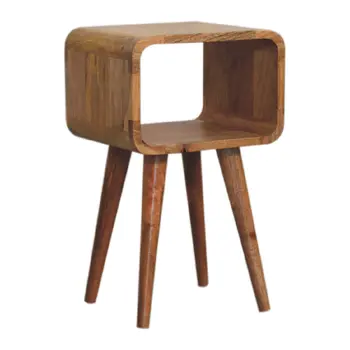 20" Brown Solid Wood Square Nightstand