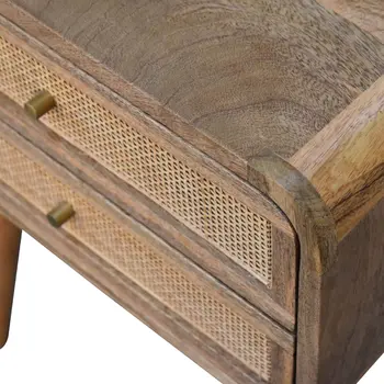 22" Beige Solid Wood Two Drawer Nightstand