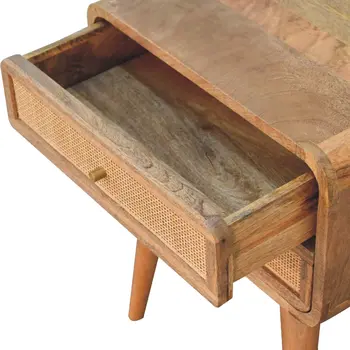 22" Beige Solid Wood Two Drawer Nightstand