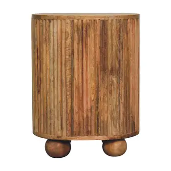 23" Brown Solid Wood Round Three Drawer Nightstand