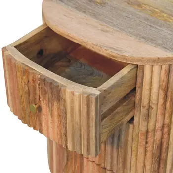 23" Brown Solid Wood Round Three Drawer Nightstand