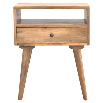 23" Beige Solid Wood One Drawer Nightstand