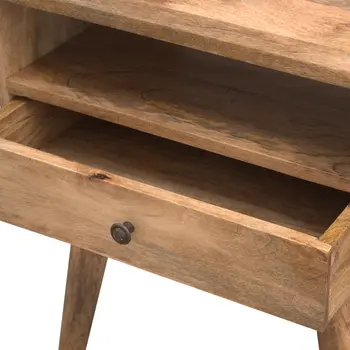 23" Beige Solid Wood One Drawer Nightstand