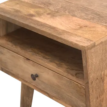 23" Beige Solid Wood One Drawer Nightstand