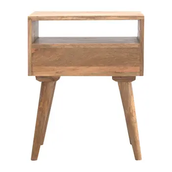 23" Beige Solid Wood One Drawer Nightstand