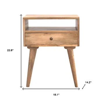 23" Beige Solid Wood One Drawer Nightstand
