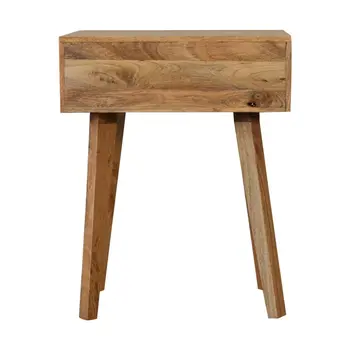 22" Black White And Brown Solid Wood Geometric Bone Inlay One Drawer Nightstand