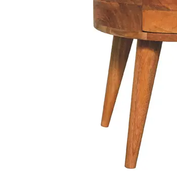 20" Brown Solid Wood Round Two Drawer Nightstand