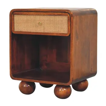21" Brown Solid Wood Square One Drawer Nightstand