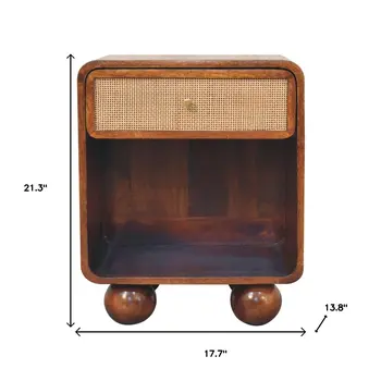 21" Brown Solid Wood Square One Drawer Nightstand