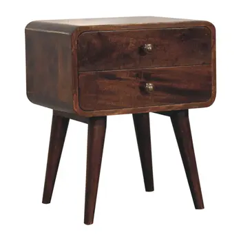 22" Chestnut Solid Wood Two Drawer Nightstand