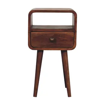 22" Brown Solid Wood Square One Drawer Nightstand