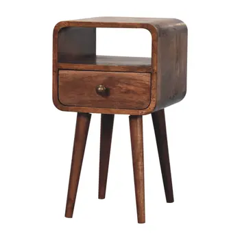 22" Brown Solid Wood Square One Drawer Nightstand