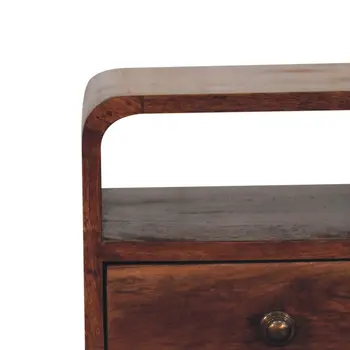 22" Brown Solid Wood Square One Drawer Nightstand