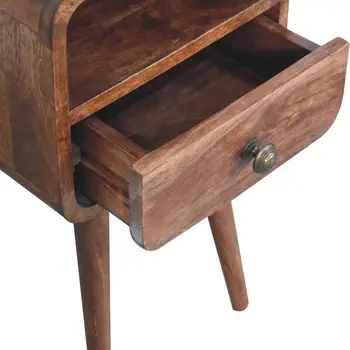 22" Brown Solid Wood Square One Drawer Nightstand