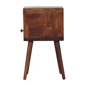 22" Brown Solid Wood Square One Drawer Nightstand