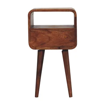 22" Brown Solid Wood Square One Drawer Nightstand