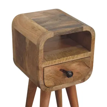 16" Beige Solid Wood Square One Drawer Nightstand