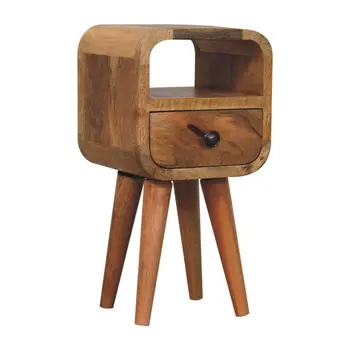 16" Beige Solid Wood Square One Drawer Nightstand