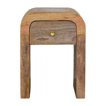 16" Beige Solid Wood One Drawer Nightstand
