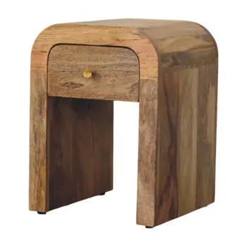 16" Beige Solid Wood One Drawer Nightstand