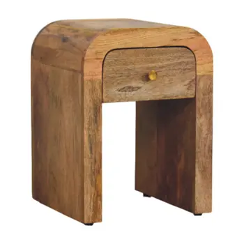 16" Beige Solid Wood One Drawer Nightstand