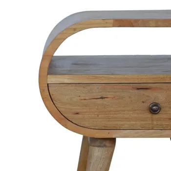 21" Natural Solid Wood Oval One Drawer Nightstand