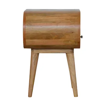 21" Natural Solid Wood Oval One Drawer Nightstand