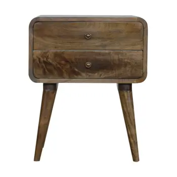 22" Gray Solid Wood Two Drawer Nightstand