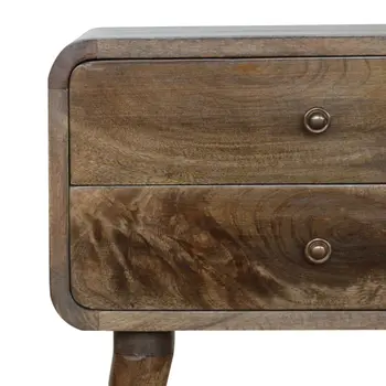 22" Gray Solid Wood Two Drawer Nightstand