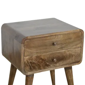 22" Gray Solid Wood Two Drawer Nightstand