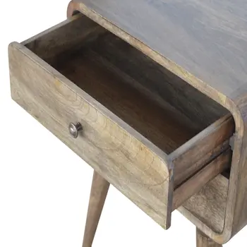 22" Gray Solid Wood Two Drawer Nightstand