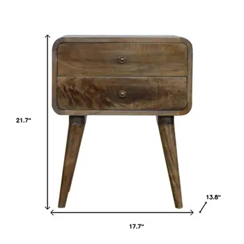 22" Gray Solid Wood Two Drawer Nightstand