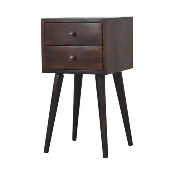 22" Walnut Solid Wood Square Two Drawer Nightstand