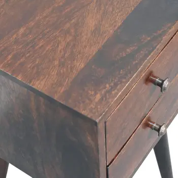 22" Walnut Solid Wood Square Two Drawer Nightstand