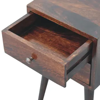 22" Walnut Solid Wood Square Two Drawer Nightstand