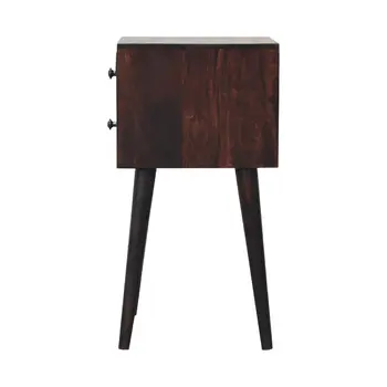 22" Walnut Solid Wood Square Two Drawer Nightstand