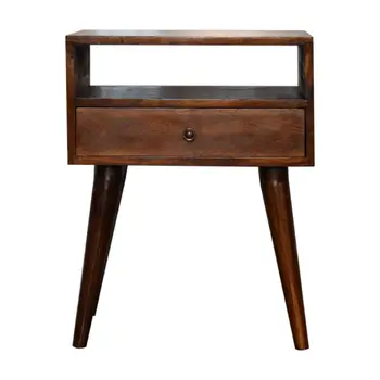 22" Brown Solid Wood One Drawer Nightstand