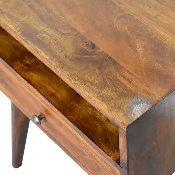 22" Brown Solid Wood One Drawer Nightstand