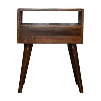 22" Brown Solid Wood One Drawer Nightstand