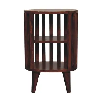 22" Chestnut Solid Wood Oval Two Shelf Nightstand