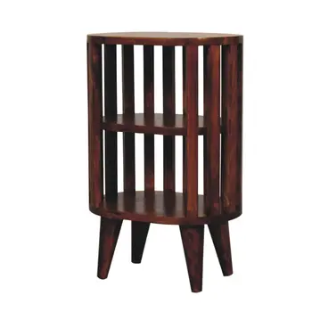 22" Chestnut Solid Wood Oval Two Shelf Nightstand